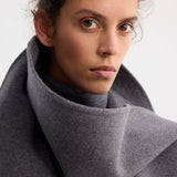 ROHE - Signature double-faced scarf coat | mid grey melange