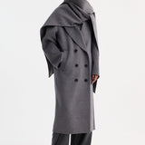 ROHE - Signature double-faced scarf coat | mid grey melange
