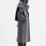 ROHE - Signature double-faced scarf coat | mid grey melange