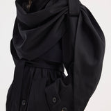 ROHE - Oversized classic scarf trench | black