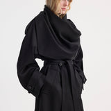 ROHE - Oversized classic scarf trench | black