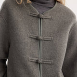 ROHE - Mandarin double-faced wool jacket | mid grey melange