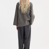 ROHE - Mandarin double-faced wool jacket | mid grey melange