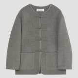 ROHE - Mandarin double-faced wool jacket | mid grey melange