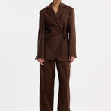 ROHE - Dual tone piqué overlap suit jacket | mahogany