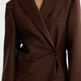 ROHE - Dual tone piqué overlap suit jacket | mahogany