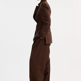 ROHE - Dual tone piqué overlap suit jacket | mahogany