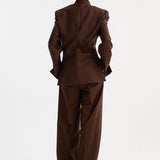 ROHE - Dual tone piqué overlap suit jacket | mahogany