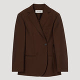 ROHE - Dual tone piqué overlap suit jacket | mahogany