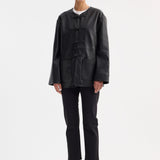 ROHE - Mandarin leather jacket | black