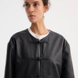 ROHE - Mandarin leather jacket | black