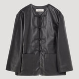 ROHE - Mandarin leather jacket | black