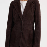 ROHE - Suede cinched blazer | dark chocolate