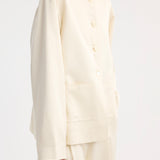 ROHE - Mandarin pearl button satin jacket | cream