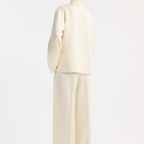 ROHE - Mandarin pearl button satin jacket | cream