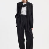 ROHE - Deconstructed satin lapel suit jacket | black