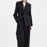 ROHE - Deconstructed satin lapel suit jacket | black