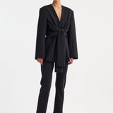 ROHE - Sleeve-cinched blazer-top | black