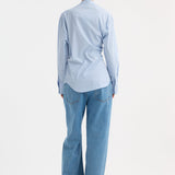 ROHE - Overlap striped shirt | fine blue stripe