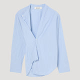 ROHE - Overlap striped shirt | fine blue stripe