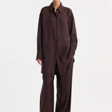 ROHE - Signature elongated silk shirt | mahogany