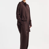 ROHE - Signature elongated silk shirt | mahogany