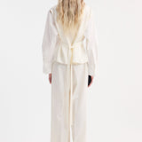 ROHE - Poplin silk combined gilet-shirt | optic white
