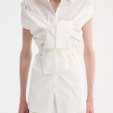 ROHE - Poplin silk combined gilet-shirt | optic white