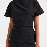 ROHE - Draped lapel top | black