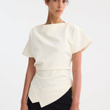 ROHE - Draped lapel top | off white
