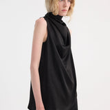 ROHE - Draped satin top | black