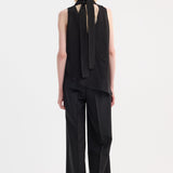 ROHE - Draped satin top | black