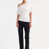 ROHE - Asymmetrical Punto Milano knitted top | off white