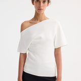 ROHE - Asymmetrical Punto Milano knitted top | off white