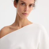 ROHE - Asymmetrical Punto Milano knitted top | off white