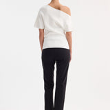 ROHE - Asymmetrical Punto Milano knitted top | off white