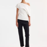 ROHE - Asymmetrical Punto Milano knitted top | off white