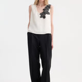 ROHE - Scoop-neck silk lace top | cream