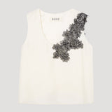 ROHE - Scoop-neck silk lace top | cream
