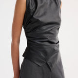 ROHE - Draped leather top | black