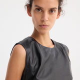 ROHE - Draped leather top | black