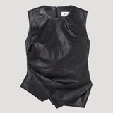 ROHE - Draped leather top | black