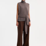 ROHE - Double-layered knit top | mud melange