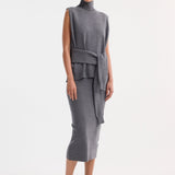 ROHE - Double-layered knit dress | mid grey melange