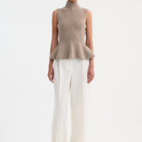 ROHE - Sculptural sleeveless knitted top | taupe melange