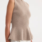ROHE - Sculptural sleeveless knitted top | taupe melange