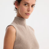 ROHE - Sculptural sleeveless knitted top | taupe melange