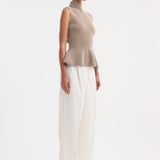 ROHE - Sculptural sleeveless knitted top | taupe melange