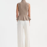 ROHE - Sculptural sleeveless knitted top | taupe melange