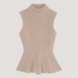 ROHE - Sculptural sleeveless knitted top | taupe melange